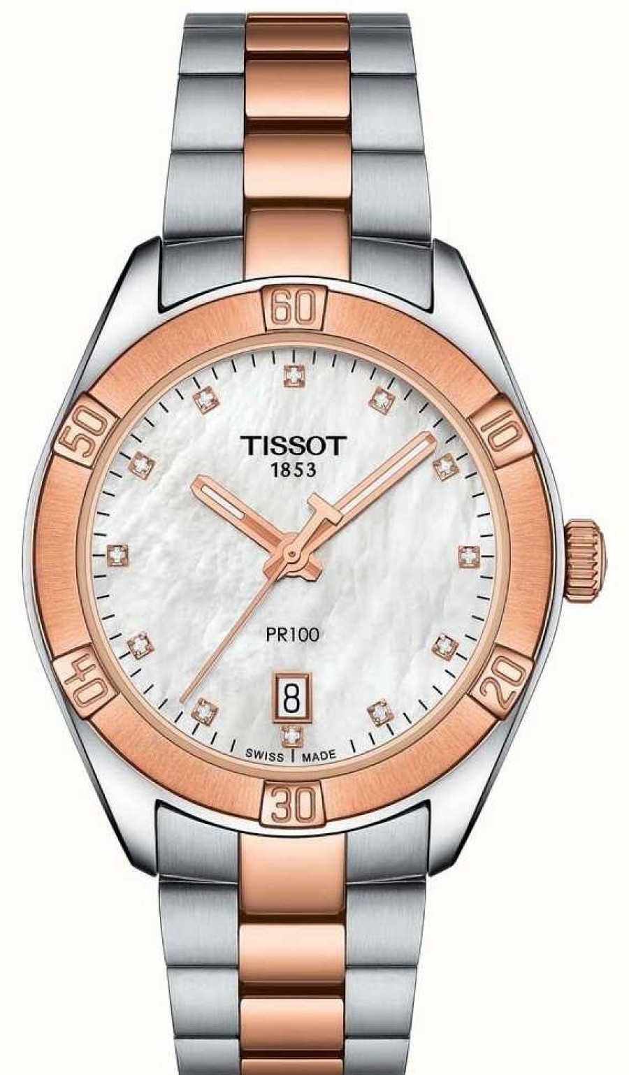 Men'S Tissot | Tissot Women'S Pr100 Sport Chic Two Tone Bracelet Watch