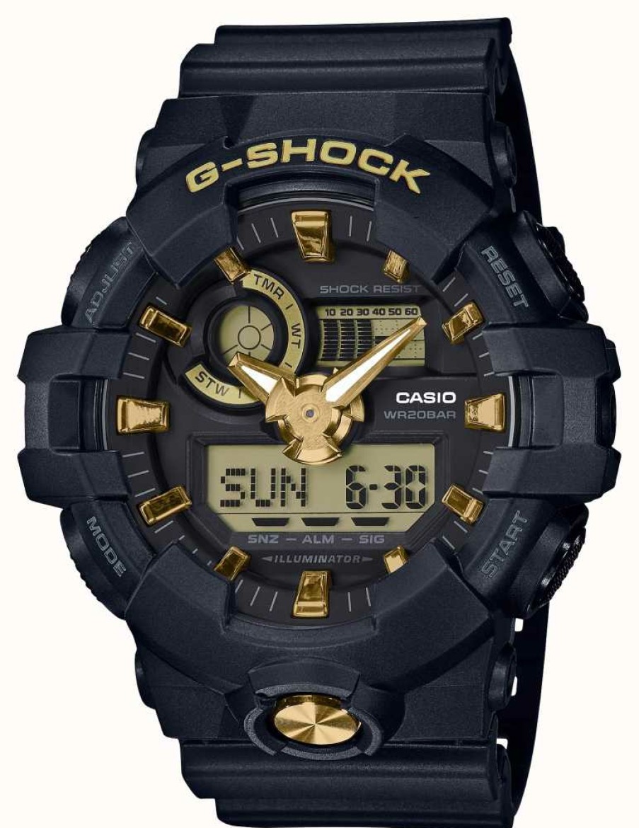 Men'S Casio | Casio G-Shock Analogue Digital Rubber Gold Watch