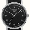 Men'S Tissot | Tissot Men'S Everytime Black Canvas Strap Black Dial