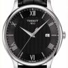 Men'S Tissot | Tissot Men'S Tradition Black Dial Black Leather Strap