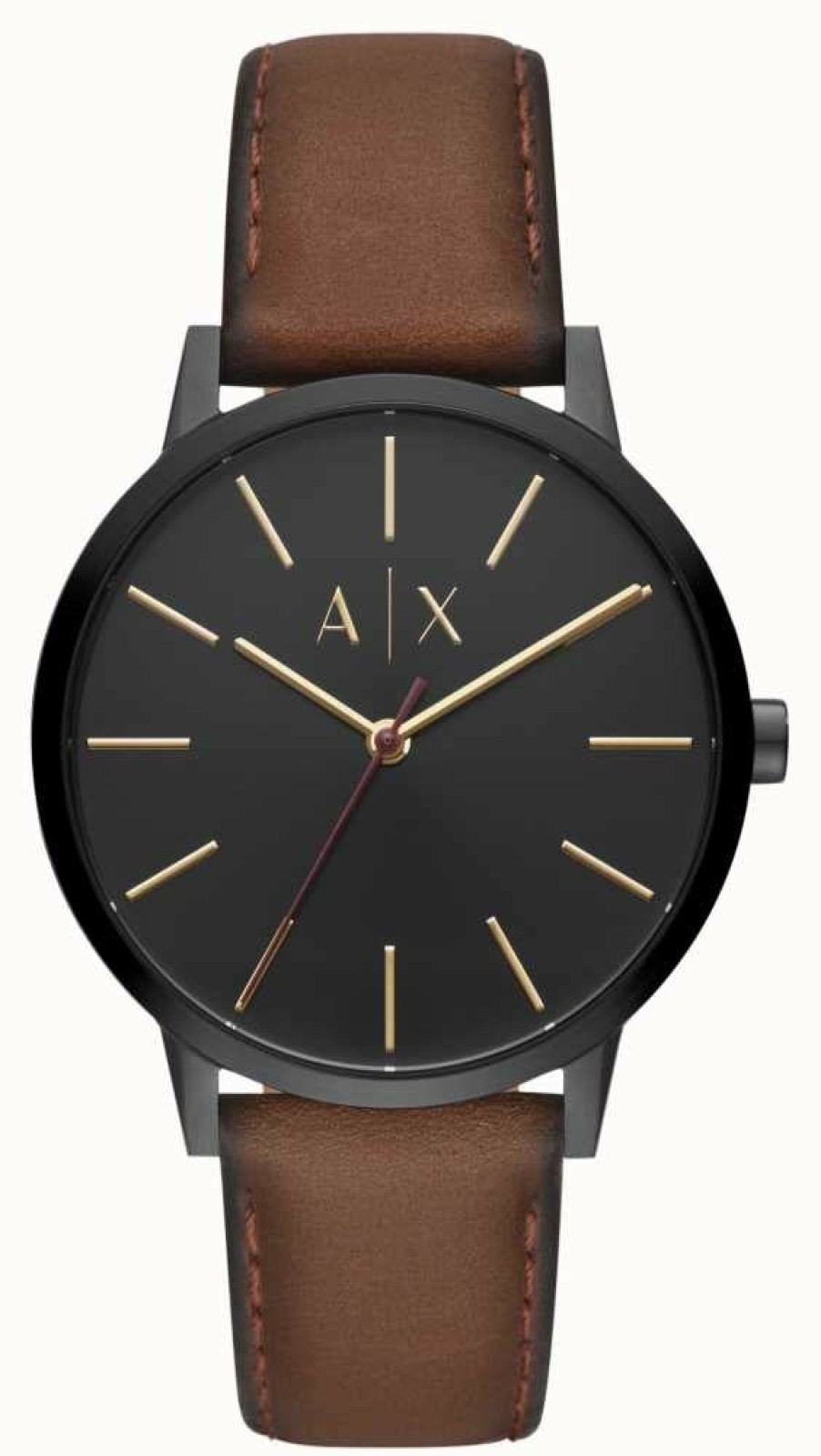 Men'S Armani Exchange | Armani Exchange Men'S | Black Dial | Brown Leather Strap