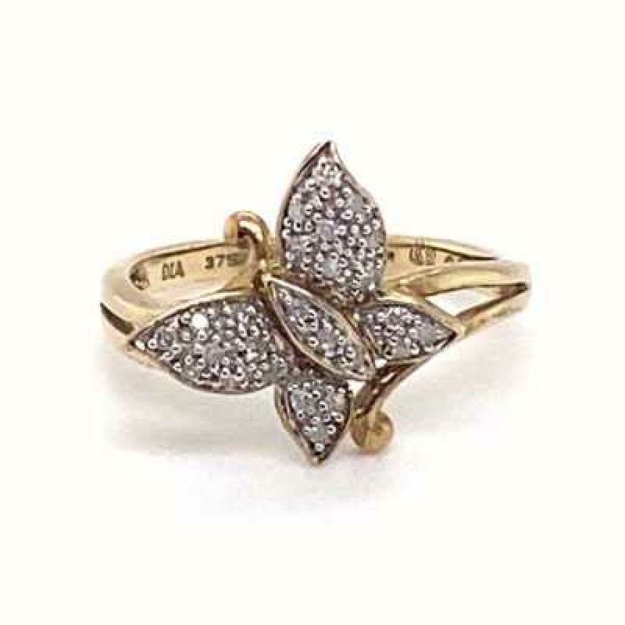 Jewelry James Moore | Ibb 9Ct Yellow Gold Diamond Butterfly Ring Size N