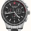 Men'S Victorinox | Victorinox Men'S Alliance Sport Chronograph Steel Bracelet Black Dial