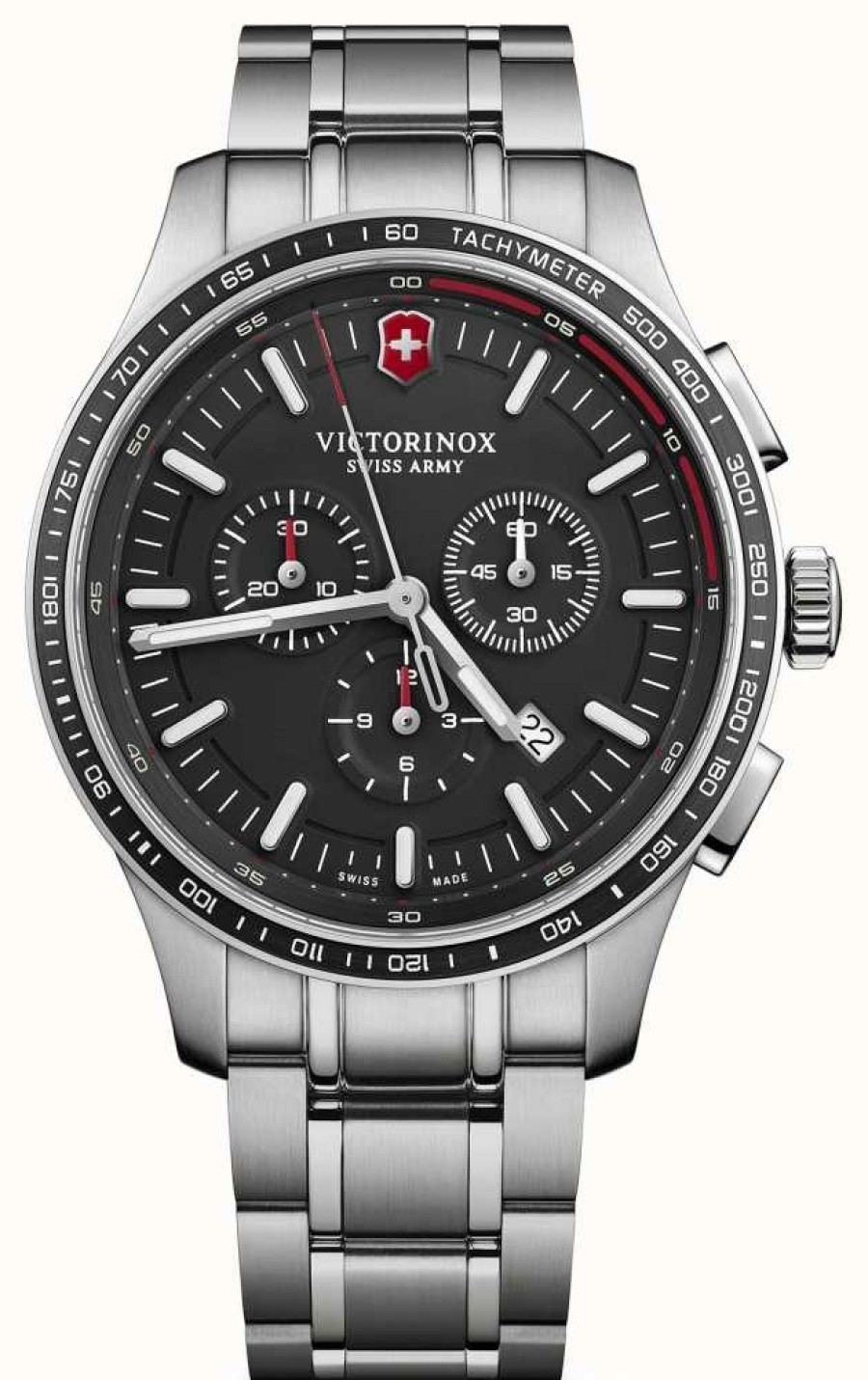 Men'S Victorinox | Victorinox Men'S Alliance Sport Chronograph Steel Bracelet Black Dial