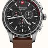 Men'S Victorinox | Victorinox Men'S Alliance Sport Chronograph Black Dial Brown Leather