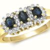 Jewelry James Moore | James Moore Th 9K Yellow Gold Diamond Oval Sapphire Ring