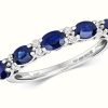 Jewelry James Moore | James Moore Th 9K White Gold Claw Set Sapphire Diamond Half Eternity Ring