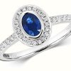 Jewelry James Moore | James Moore Th 9K White Gold Diamond Rubover Sapphire Ring