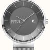 Men'S Bering | Bering Men'S Solar Watch, Silver Case, Stainless Steel Mesh Strap