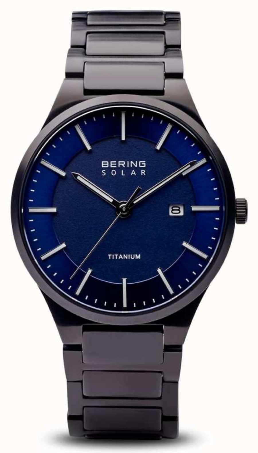 Men'S Bering | Bering Men'S Solar Titanium Black Strap