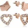 Jewelry Radley Jewellery | Radley Jewellery Rose Gold Stone Set Heart And Dog Head Earrings