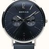 Men'S Bering | Bering Classic | Polished Silver | Day Date Blue