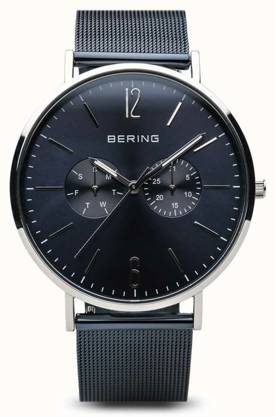 Men'S Bering | Bering Classic | Polished Silver | Day Date Blue