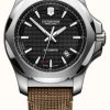 Men'S Victorinox | Victorinox I.N.O.X Mechanical Black Dial Wooden Strap