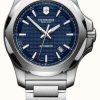 Men'S Victorinox | Victorinox I.N.O.X Mechanical Blue Dial Silver Bracelet