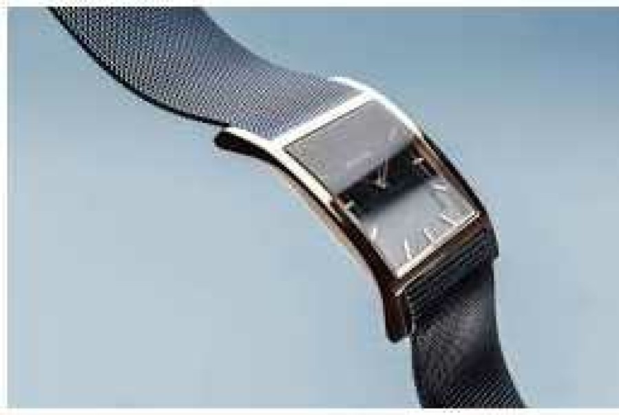 Women'S Bering | Bering Blue Mesh Bracelet Blue Mother Of Pearl Dial