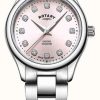 Women'S Rotary | Rotary Women'S Oxford Diamond Pink Dial Stainless Steel Bracelet