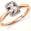 Jewelry Elements Gold | Elements Gold 9K Rose Gold Diamond Pink Morganite Ring Size Eu 54 (Uk N)