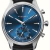 Men'S Kronaby | Kronaby Sekel Hybrid Smartwatch (41Mm) Blue Dial / Black Italian Leather Strap