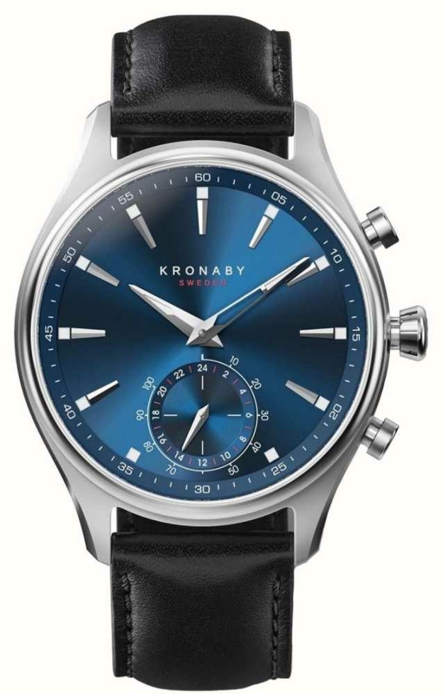 Men'S Kronaby | Kronaby Sekel Hybrid Smartwatch (41Mm) Blue Dial / Black Italian Leather Strap