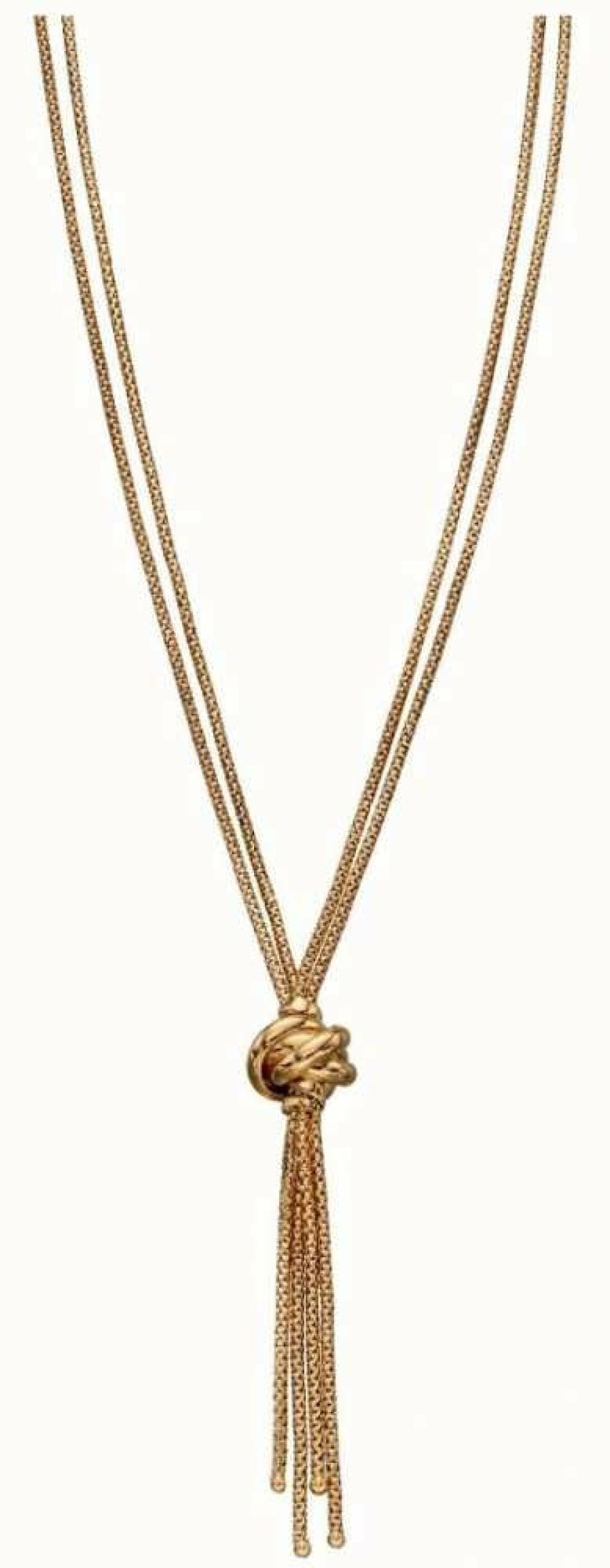 Jewelry Elements Gold | Elements Gold 9K Yellow Gold Double Strand Knot Necklace