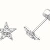 Jewelry James Moore | James Moore Th 9K White Gold Cubic Zirconia Star Stud Earrings