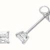 Jewelry James Moore | James Moore Th 9Ct White Gold Square Cubic Zirconia Stud Earrings