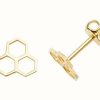 Jewelry James Moore | James Moore Th 9K Yellow Gold Hive Stud Earrings