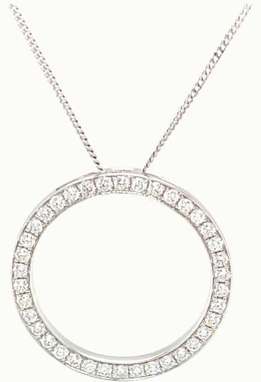 Jewelry James Moore | Lm 18K White Gold Diamond 0.70Ct Circle Necklace