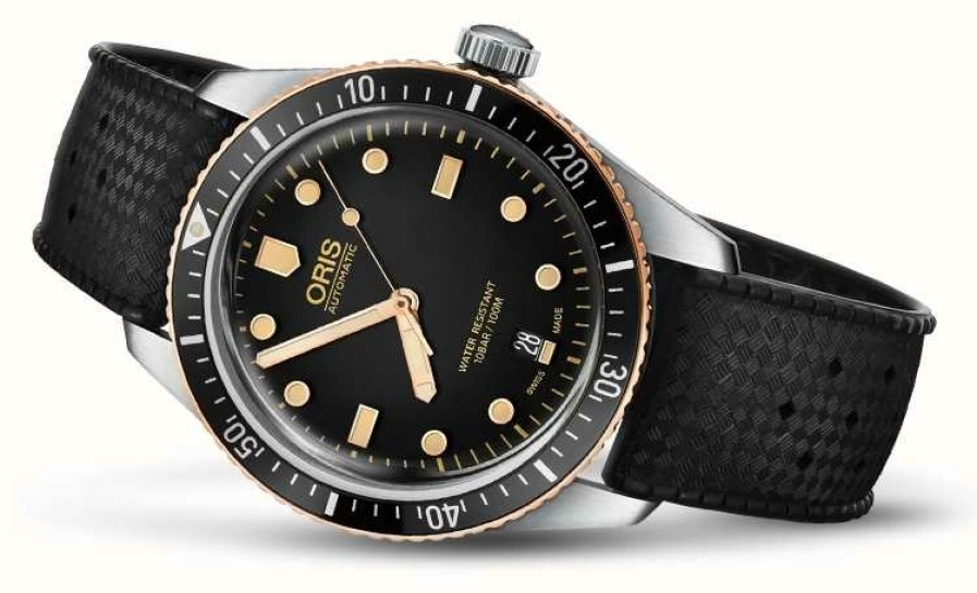 Men'S ORIS | Oris Divers Sixty-Five Automatic (40Mm) Black Dial / Black Rubber Strap