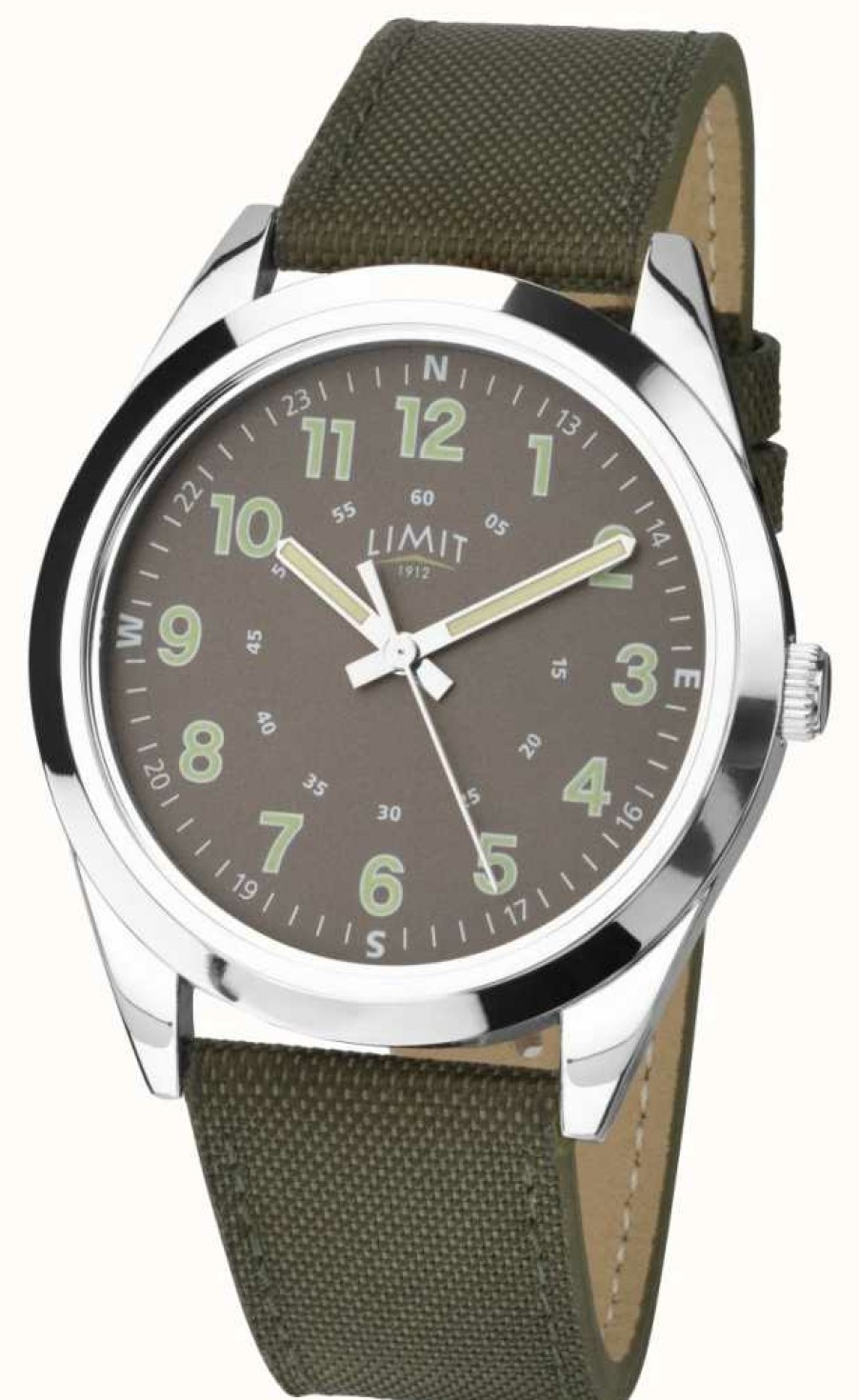 Men'S Limit | Limit Men'S | Military Style Watch |Khaki Green Strap & Green Dial