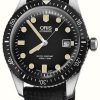 Men'S ORIS | Oris Divers Sixty-Five Automatic (42Mm) Black Dial / Black Rubber Strap