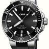 Men'S ORIS | Oris Aquis Date Automatic (43.5Mm) Black Dial / Black Rubber Strap