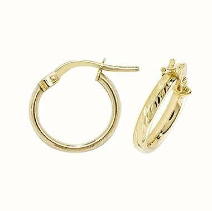 Jewelry James Moore | James Moore Th 9K Yellow Gold Hoop Earrings 10 Mm