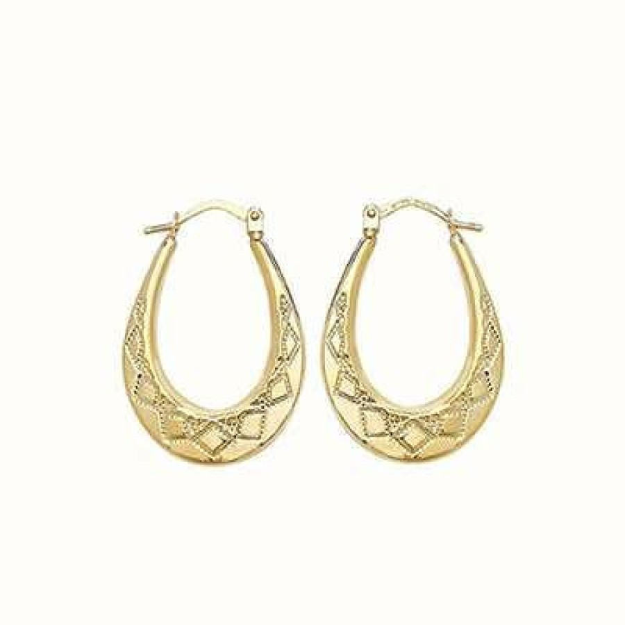 Jewelry James Moore | James Moore Th 9K Yellow Gold Creole Hoop Earrings