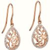 Jewelry Elements Gold | Elements Gold 9Ct Rose Gold Baroque Diamond Dropearrings