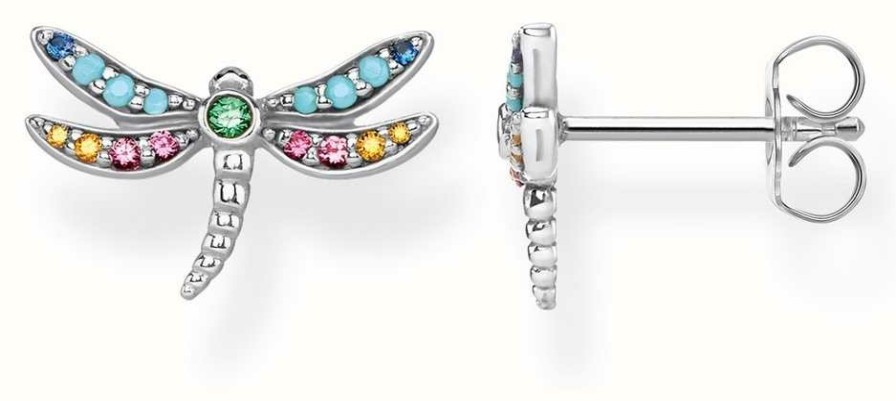 Jewelry Thomas Sabo Jewellery | Thomas Sabo | Sterling Silver Dragonfly Earrings | Multi-Colour Stones