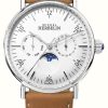 Men'S Herbelin | Herbelin Montre Inspiration Moonphase Brown Leather Strap White Dial