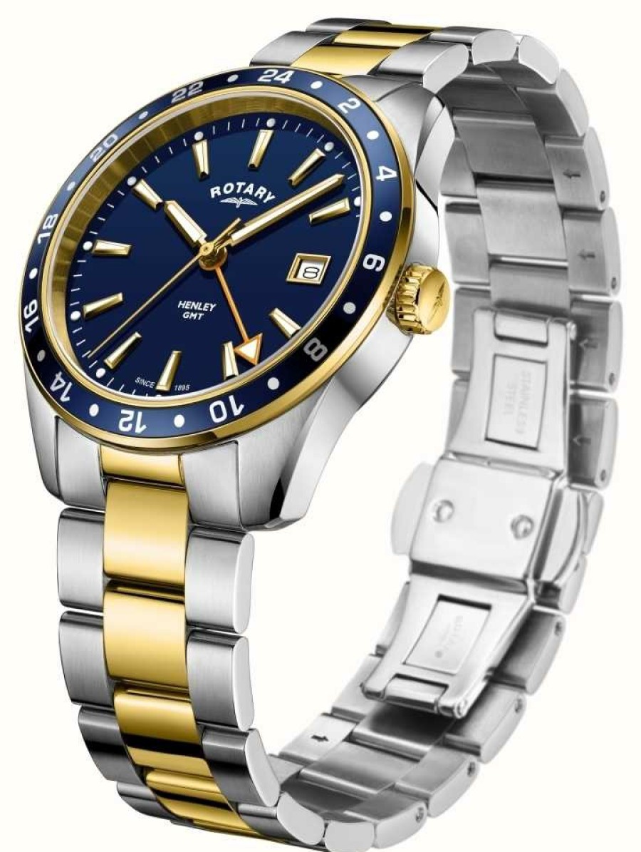 Men'S Rotary | Rotary | Men'S | Stainless Steel Two-Tone Strap | Blue Dial