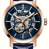 Men'S Rotary | Rotary | Men'S Blue Leather Strap | Rose Gold Case