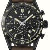 Men'S TW Steel | Tw Steel Chrono Sport (46Mm) Black Dial / Dark Brown Leather Strap