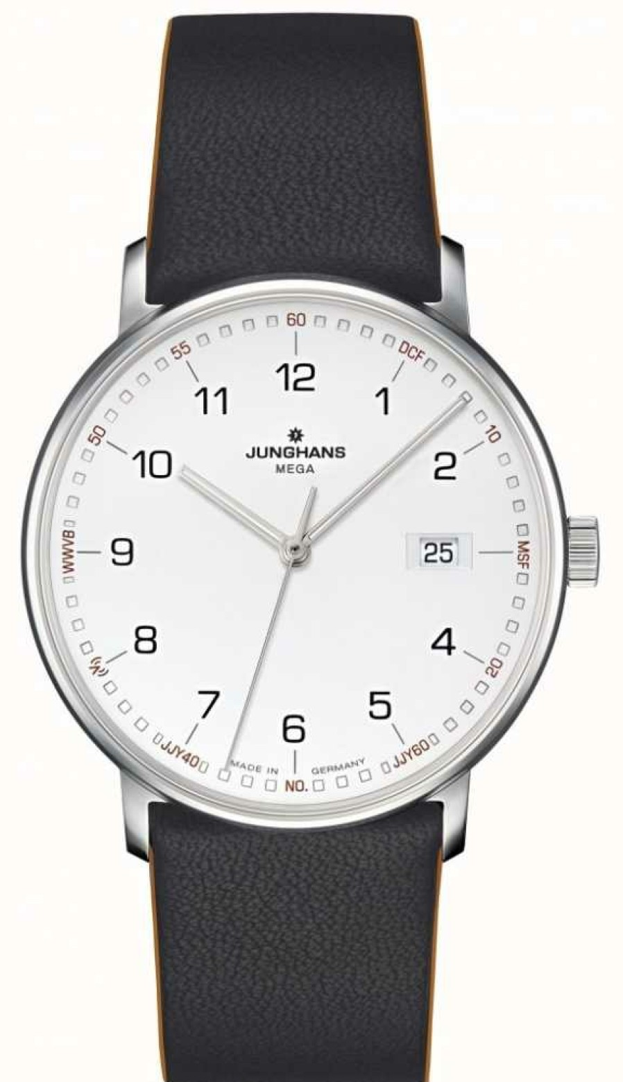 Men'S Junghans | Junghans Form Mega Radio Controlled Black Leather