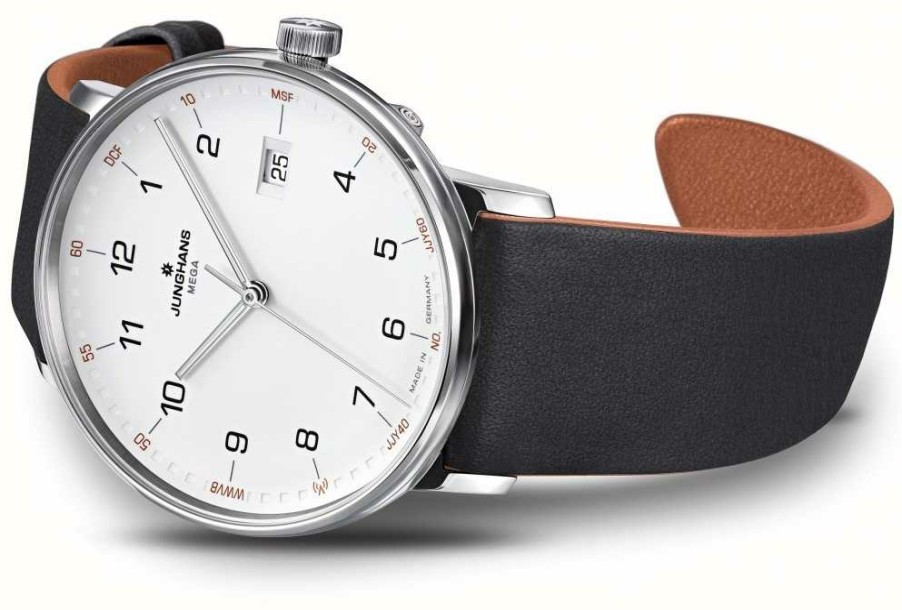 Men'S Junghans | Junghans Form Mega Radio Controlled Black Leather