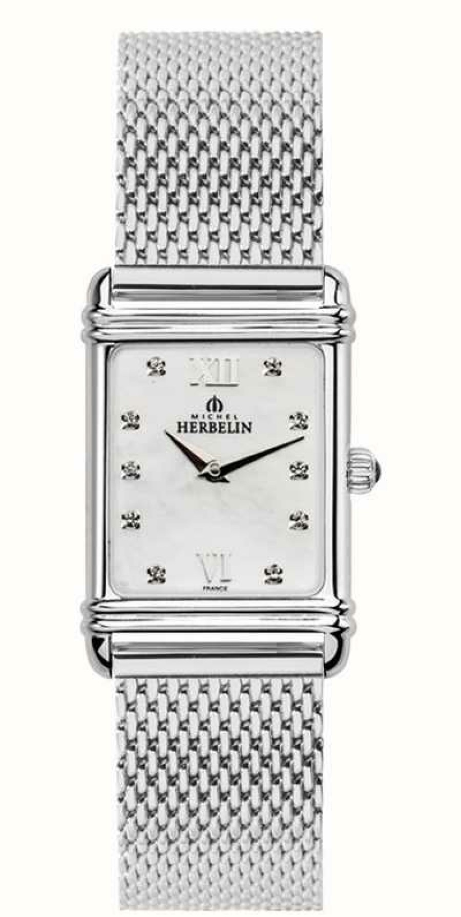 Women'S Herbelin | Herbelin Women'S Esprit Art Deco Steel Mesh Mother Of Pearl Dial