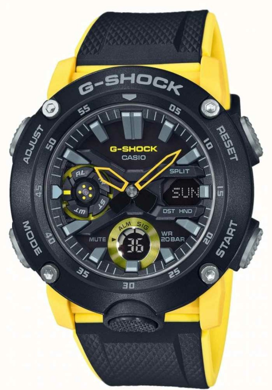 Men'S Casio | Casio | G-Shock Carbon Core Guard | Black Yellow Strap