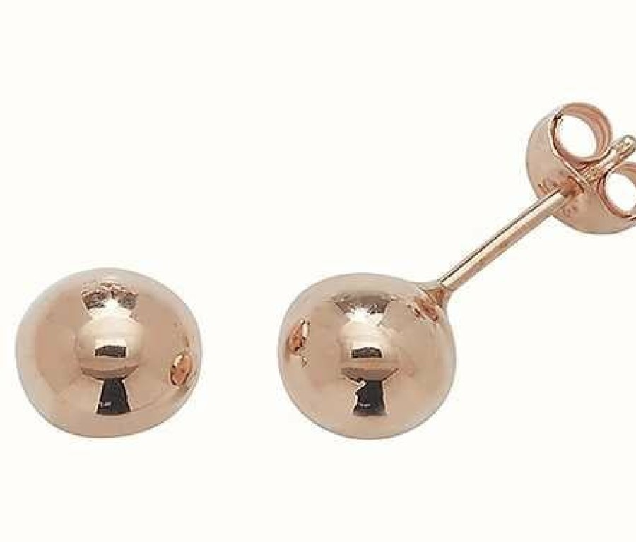 Jewelry James Moore | James Moore Th 9Ct Rose Gold 6Mm Ball Stud Earrings