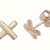 Jewelry James Moore | James Moore Th 9K Rose Gold Cross Stud Earrings