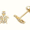 Jewelry James Moore | James Moore Th 9K Yellow Gold Cubic Zirconia Turtle Stud Earrings