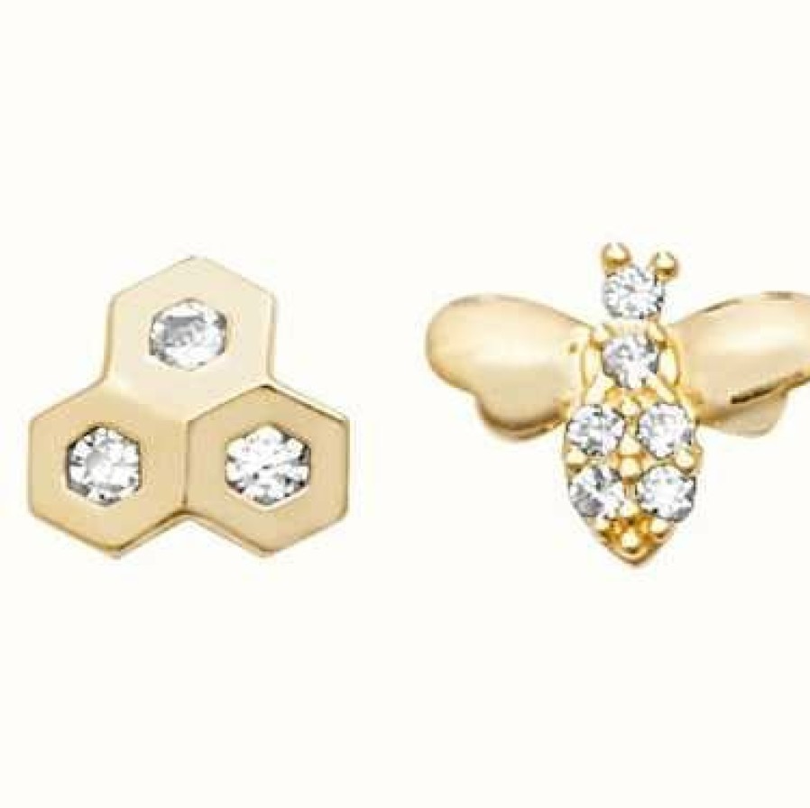 Jewelry James Moore | James Moore Th 9K Yellow Gold Bee Hive Stud Earrings