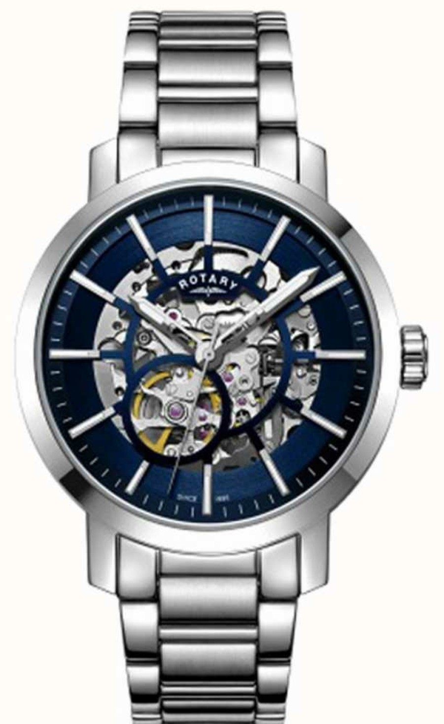 Men'S Rotary | Rotary | Men'S Greenwich Skeleton | Stainless Steel Bracelet